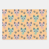Cute Schattig Kitten Animated Cat Cartoon Big Eyes Inpakpapier Vel (Voorkant)