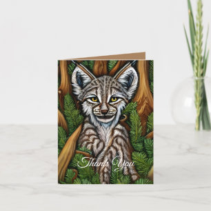 Cute Schattig Little Lynx Kitten Bedankkaart