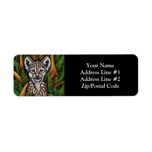 Cute Schattig Little Lynx Kitten Etiket (Voorkant)