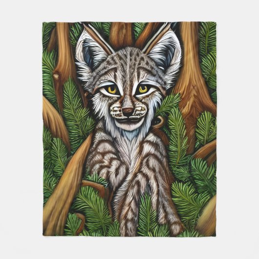 Cute Schattig Little Lynx Kitten Fleece Deken (Voorkant)