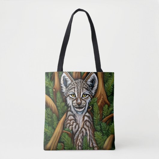 Cute Schattig Little Lynx Kitten Tote Bag (Voorkant)