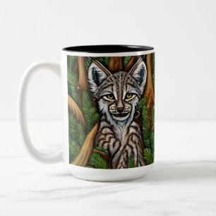 Cute Schattig Little Lynx Kitten Tweekleurige Koffiemok