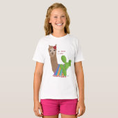 Cute Schattig Llama No Prob-Llama Floral Peru T-shirt (Voorkant volledig)