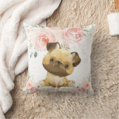 Cute Schattig Pug Dog Blush Pink Floral Girl Kussen (Deken)