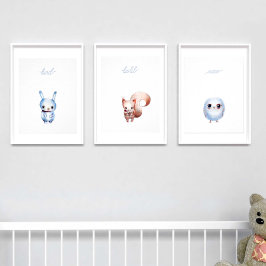 Cute Schattig Rabbit Boy Blue Baby Nursery Decor Poster