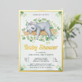 Cute Schattig Sleeping Koala Beer Baby shower Gold Folie Uitnodiging (Staand Voorkant)