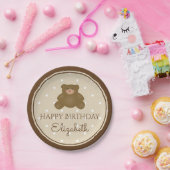 Cute Schattig Teddy Bear Baby First Birthday Party Papieren Bordje (Feest)