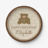 Cute Schattig Teddy Bear Baby First Birthday Party Papieren Bordje (Voorkant)