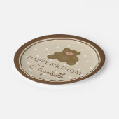 Cute Schattig Teddy Bear Baby First Birthday Party Papieren Bordje (Gekanteld)