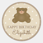 Cute Schattig Teddy Bear Baby First Birthday Party Ronde Sticker (Voorkant)