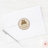 Cute Schattig Teddy Bear Baby First Birthday Party Ronde Sticker (Envelop)