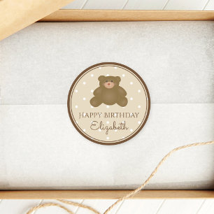 Cute Schattig Teddy Bear Baby First Birthday Party Ronde Sticker