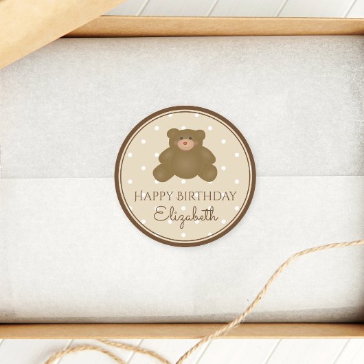 Cute Schattig Teddy Bear Baby First Birthday Party Ronde Sticker