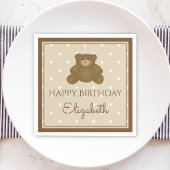 Cute Schattig Teddy Bear Baby First Birthday Party Servet