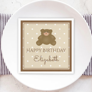 Cute Schattig Teddy Bear Baby First Birthday Party Servet