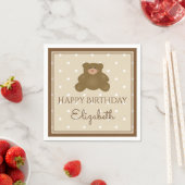 Cute Schattig Teddy Bear Baby First Birthday Party Servet (Insitu)