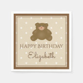 Cute Schattig Teddy Bear Baby First Birthday Party Servet (Voorkant)