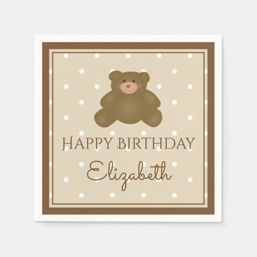 Cute Schattig Teddy Bear Baby First Birthday Party Servet (Voorkant)