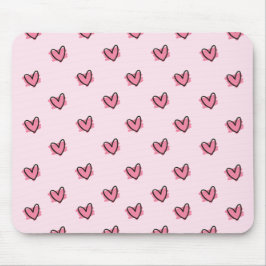 Cute Schattig Valentijnsdag Red Hearts Pattern | Muismat