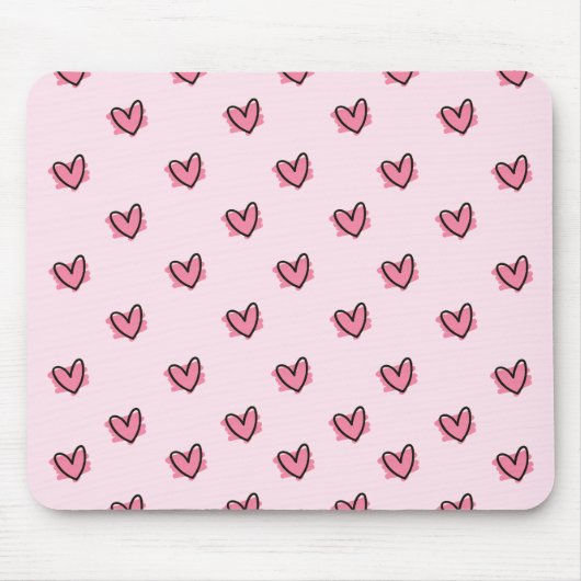 Cute Schattig Valentijnsdag Red Hearts Pattern | Muismat (Voorkant)