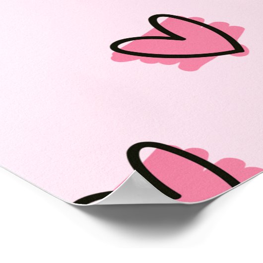 Cute Schattig Valentijnsdag Red Hearts Pattern | Poster (Hoek)