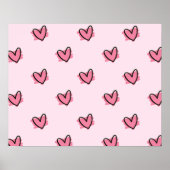 Cute Schattig Valentijnsdag Red Hearts Pattern | Poster (Voorkant)