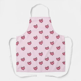 Cute Schattig Valentijnsdag Red Hearts Pattern | Schort