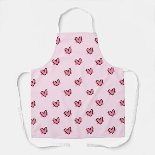 Cute Schattig Valentijnsdag Red Hearts Pattern | Schort (Voorkant)