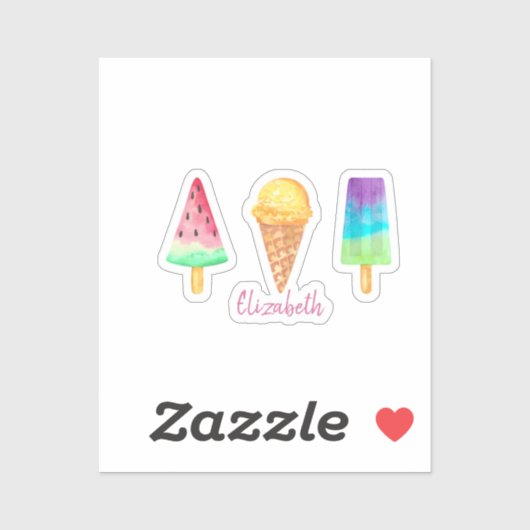 Cute Schattig Waterverf Ice Creams Sticker (Vel)