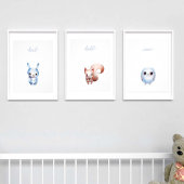 Cute Schattig Woodland Owl Boy Baby Nursery Decor Poster