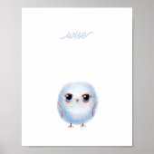 Cute Schattig Woodland Owl Boy Baby Nursery Decor Poster (Voorkant)