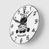 Cute & Schattige Baby Zebra Black White Ronde Klok (Hoek)