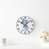 Cute & Schattige Blue Kitten Cartoon personalisere Ronde Klok (Huis)
