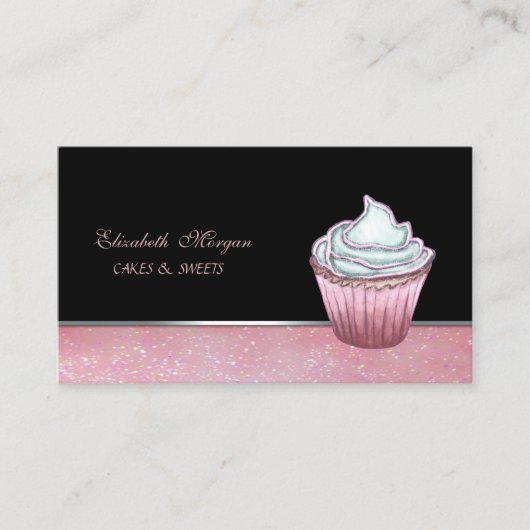 Cute Schattige Elegant Cupcake Visitekaartje (Voorkant)