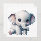 Cute Schattige Kawaii Baby Elephant Kaart (Voorkant / Achterkant)