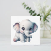 Cute Schattige Kawaii Baby Elephant Kaart (Staand voorkant)