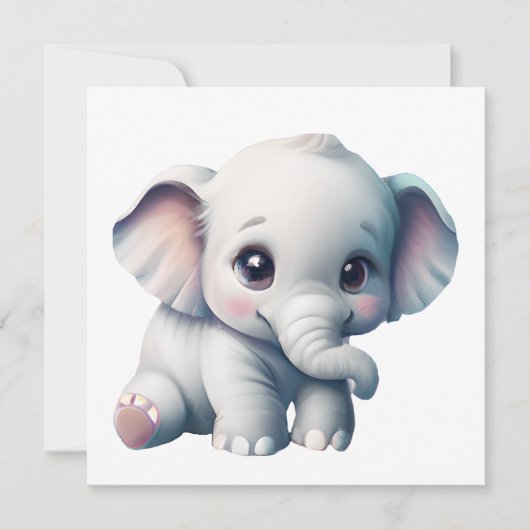 Cute Schattige Kawaii Baby Elephant Kaart (Voorkant)