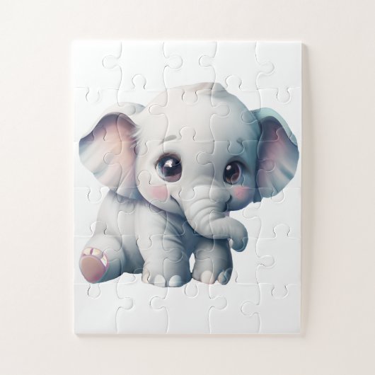Cute Schattige Kawaii Baby Elephant Legpuzzel (Verticaal)