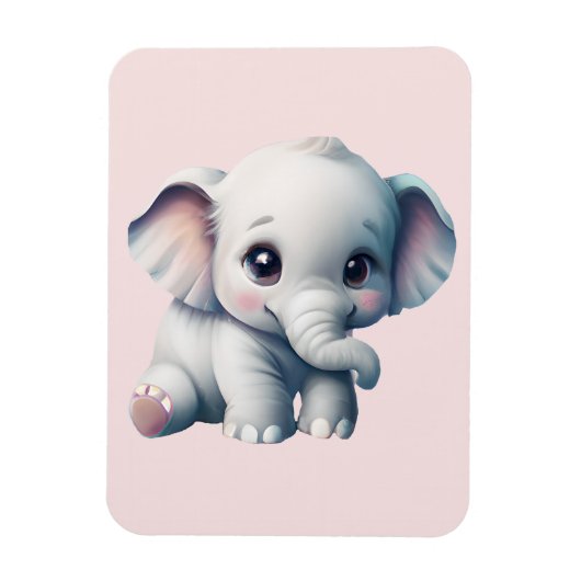 Cute Schattige Kawaii Baby Elephant Magneet (Verticaal)