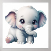 Cute Schattige Kawaii Baby Elephant Poster (Voorkant)