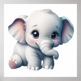 Cute Schattige Kawaii Baby Elephant Poster
