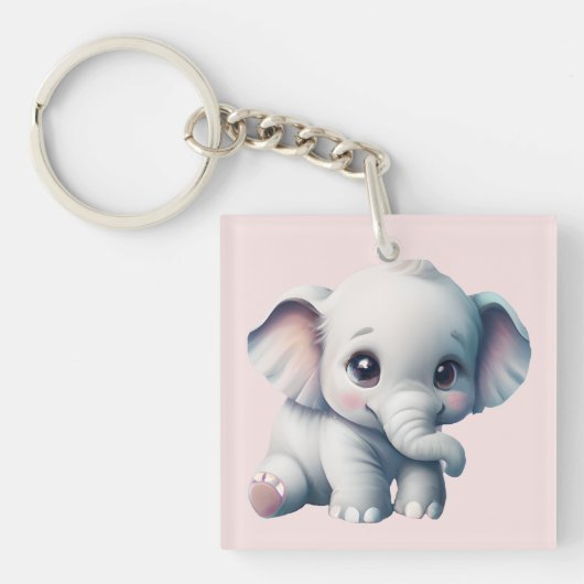 Cute Schattige Kawaii Baby Elephant Sleutelhanger (voorkant)