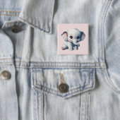 Cute Schattige Kawaii Baby Elephant Vierkante Button 5,1 Cm (In situ)