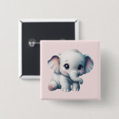 Cute Schattige Kawaii Baby Elephant Vierkante Button 5,1 Cm (Voorkant /achterkant)