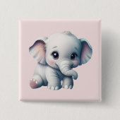 Cute Schattige Kawaii Baby Elephant Vierkante Button 5,1 Cm (Voorkant)