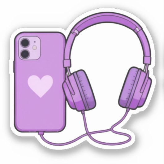 Cute & Schattige Telefoon- & Hoofdtelefoonstickers Sticker (Voorkant)