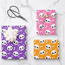 Cute Schedel & Gebeente Halloween Patronen Inpakpapier Vel