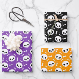 Cute Schedel & Gebeente Halloween Patronen Inpakpapier Vel
