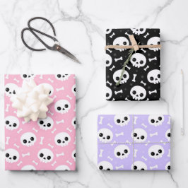 Cute Schedel & Gebeente Halloween Patronen Inpakpapier Vel