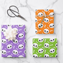 Cute Schedel & Gebeente Halloween Patronen Inpakpapier Vel